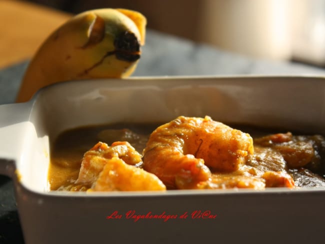 Curry de crevettes et bananes