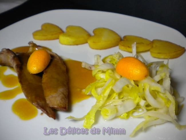 Aiguillettes de canard à l’orange et ses cœurs de pommes de terre