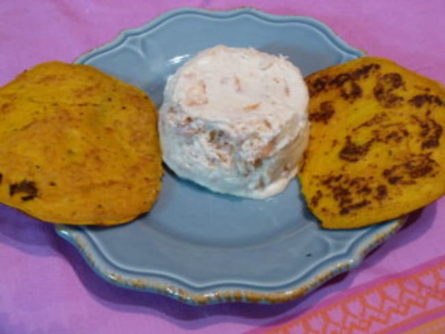 Blinis de potiron et rillettes de saumon