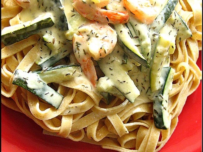 Tagliatelles aux crevettes et à la crème