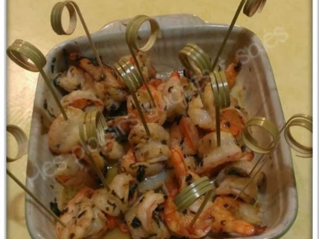 Brochette de scampis grillés pimentés