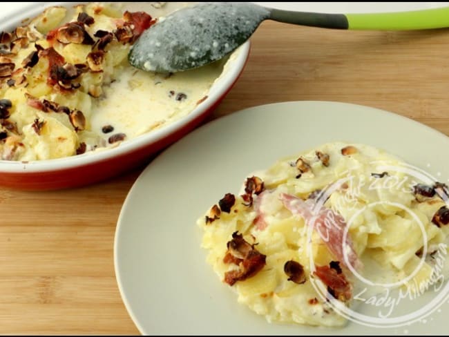 Gratin de pommes de terre au jambon cru