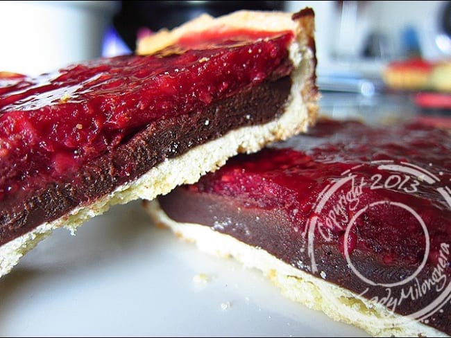 Tarte framboise et chocolat