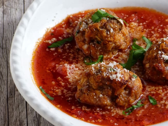 Boulettes moelleuses de dinde à la sauce tomate