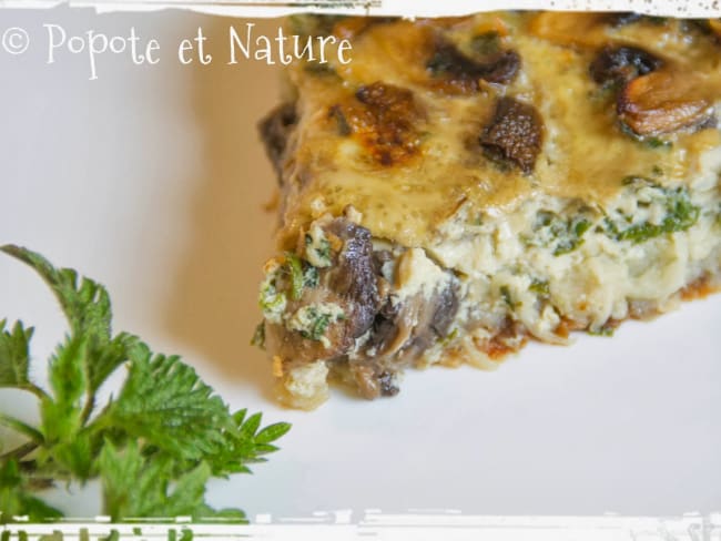 Quiche aux orties et aux champignons de Paris