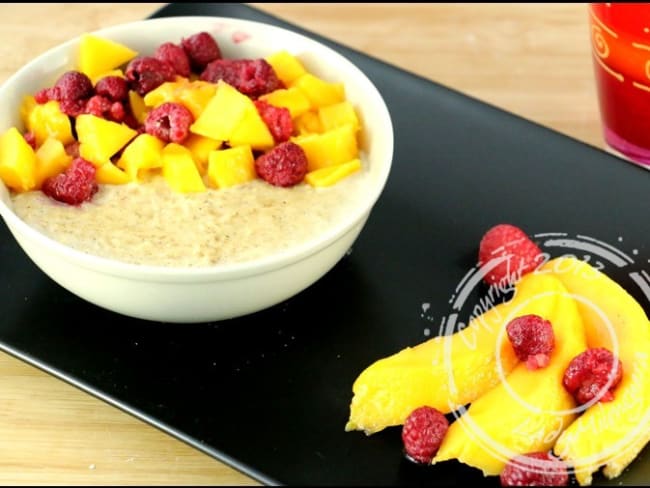 Porridge mangue et framboises