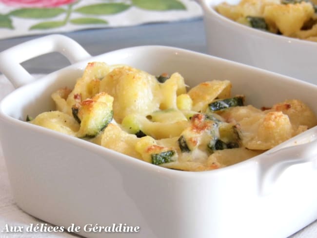 Gratin de pâtes et courgettes au chèvre frais