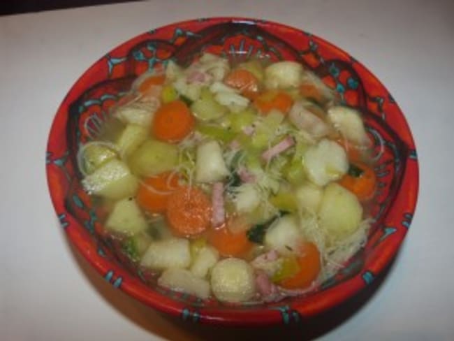 Soupe de légumes et cabillaud