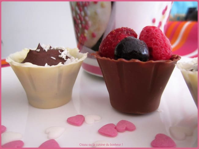 Bouchées chocolat et bouchées fruits rouges