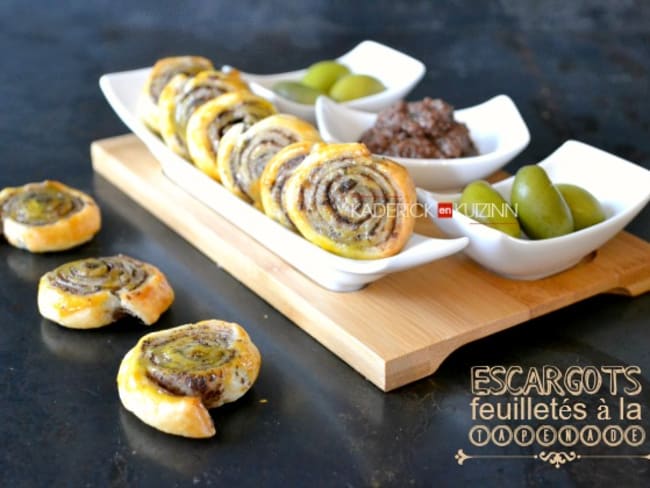 Apéritif minis feuilletés escargots à la tapenade