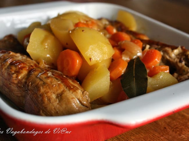 Filet mignon de porc, au cidre et aux deux pommes, fruit et pommes de terre