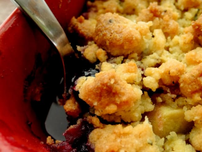 Crumble pommes myrtilles au thé parfumé (sans gluten)