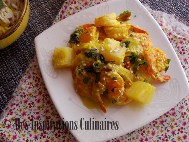 Crevettes ananas et lait de coco