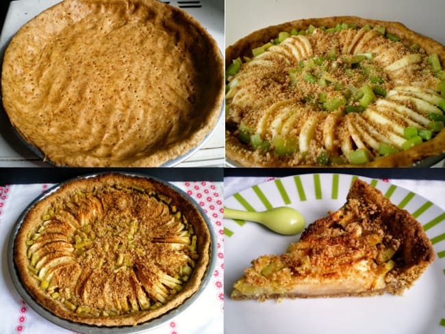 Tarte pommes rhubarbe et spéculoos