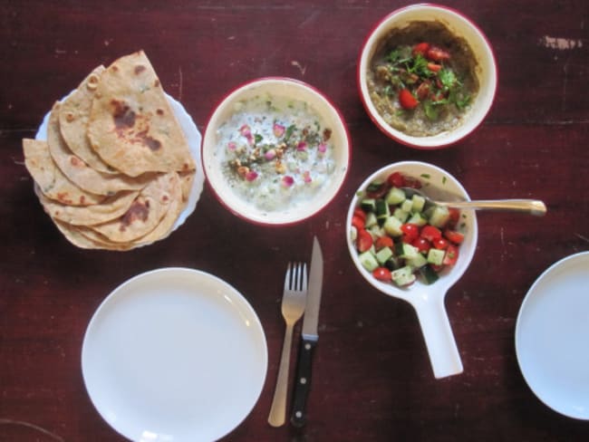 Tzaziki irakien et purée d'aubergines épicée