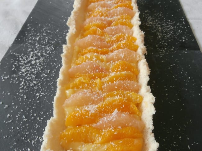 Tarte aux agrumes, noix de coco et lemon curd