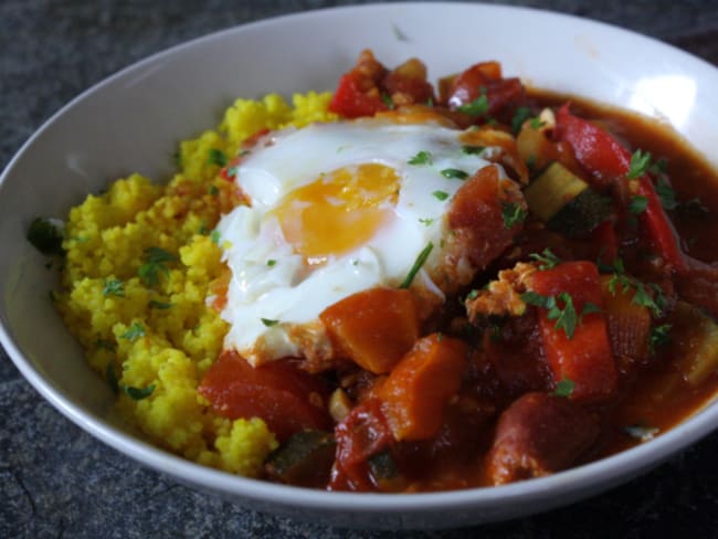 Chakchouka aux poivrons et merguez