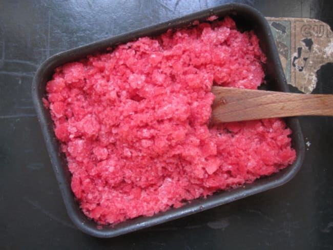 Granita rose : pastèque, framboises