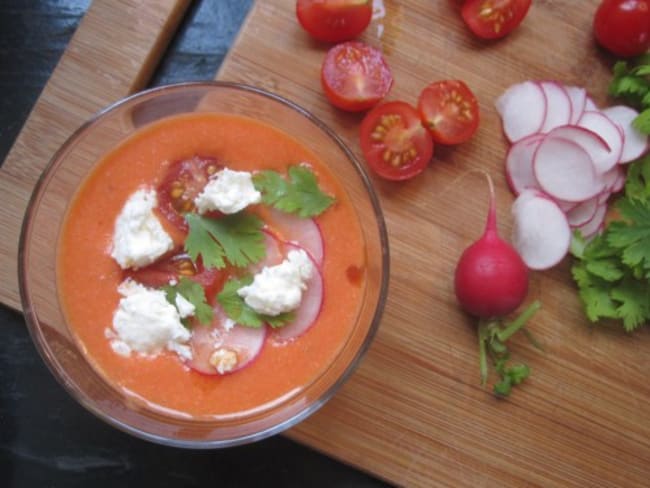 Gaspacho pastèque et tomate d'après Aran Goyoaga