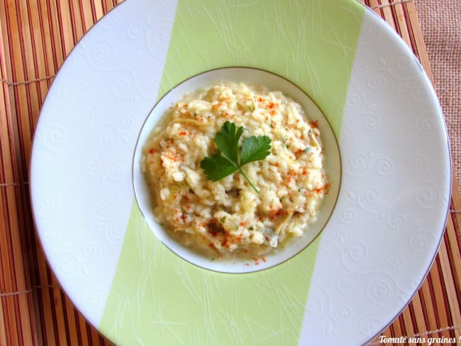 Risotto aux coeurs d'artichauts et au chèvre frais