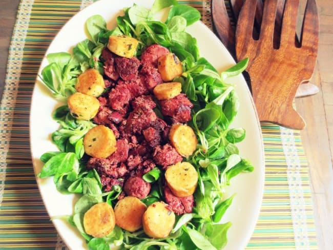 Salade Express aux Quenelles à l’Estragon et Foies de Volailles Confits