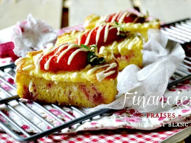 Financier aux fraises et chocolat blanc