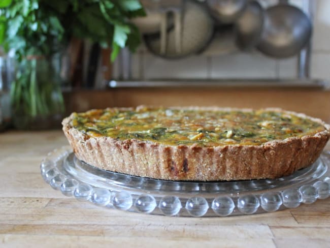 Tarte spécial restes : fanes et soupe de carottes sans œufs et sans lactose