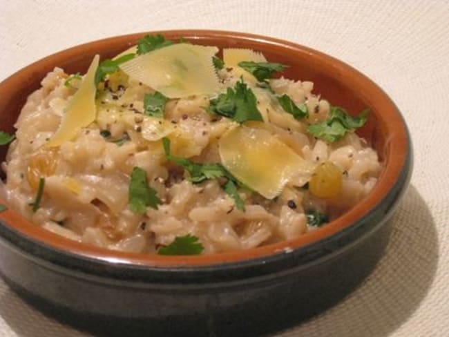 Risotto aux raisins secs et gouda vieux