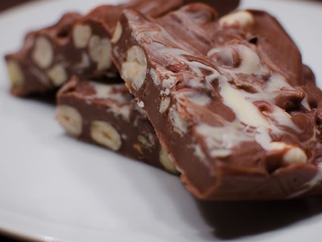 Fudge marbré au chocolat et à la noisette