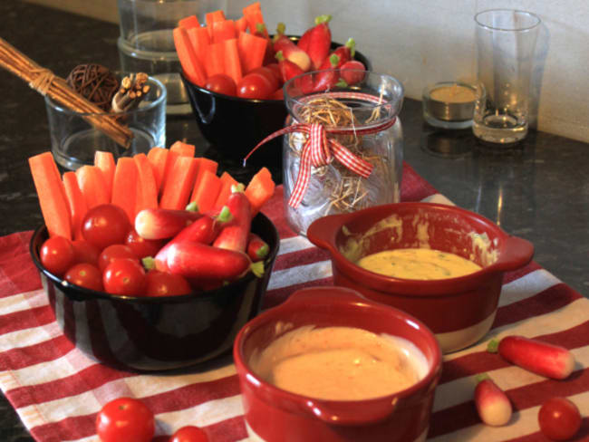 Légumes party et sauce au fromage blanc