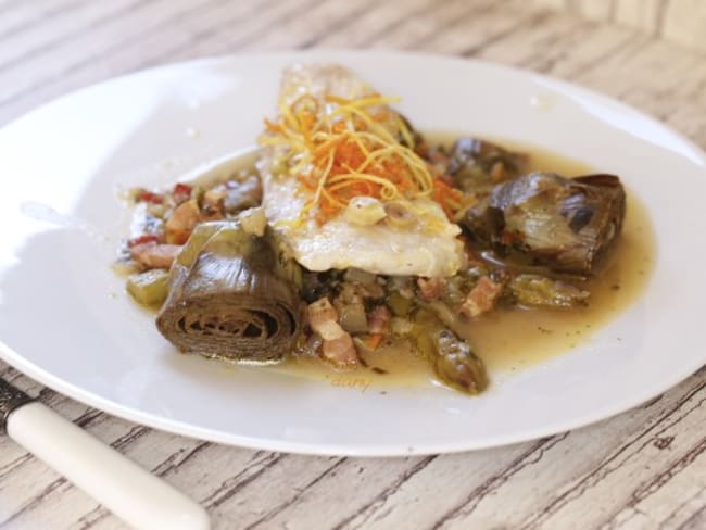 Filet de turbot en barigoule aux agrumes