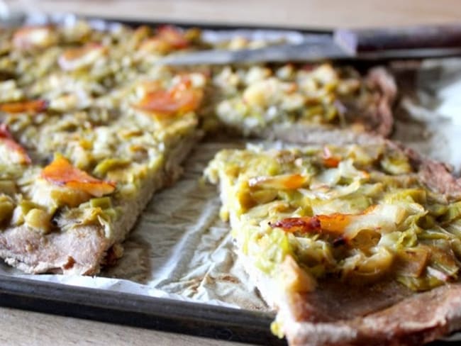 Pizza aux poireaux et au haddock