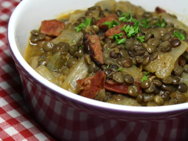 Lentilles au chorizo et endives