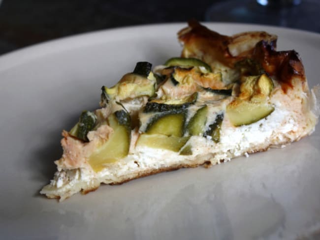 Tarte croustillante courgettes, chèvre frais et basilic