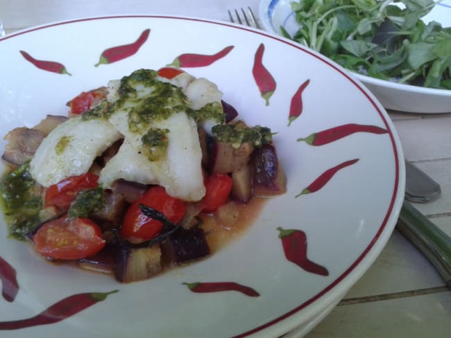 Limandes au pesto de persil et aux légumes du soleil