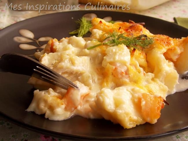 Gratin de fenouil au cabillaud et fromage Bleu