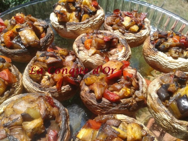 Champignons farcis aux aubergines