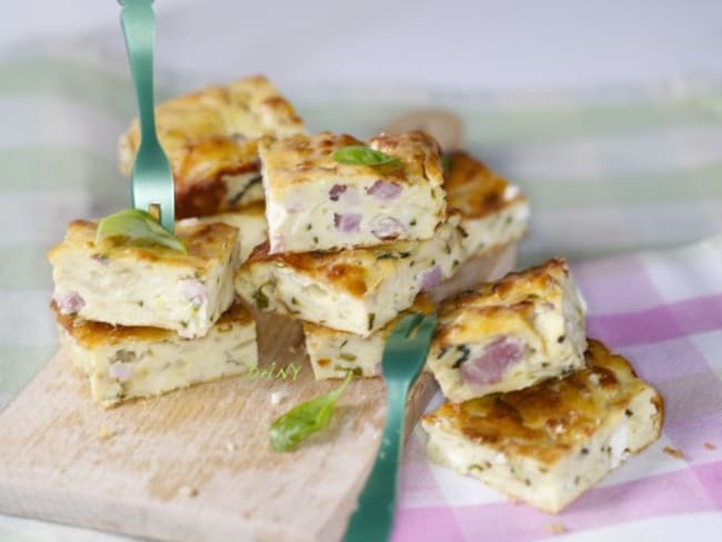 Flan de courgette à la brousse basilic et feta