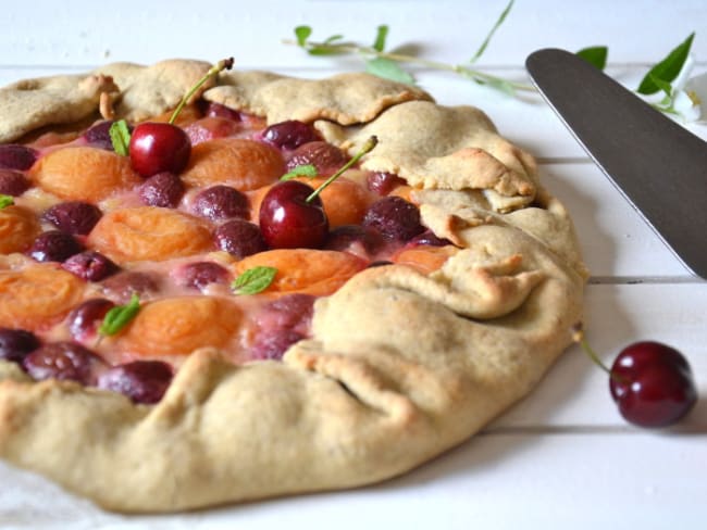 Tarte rustique cerise abricot