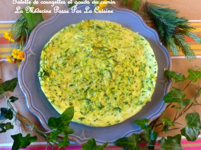 Grosse galette de courgettes et gouda au cumin