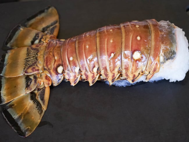 Pocher une queue de langouste bretonne