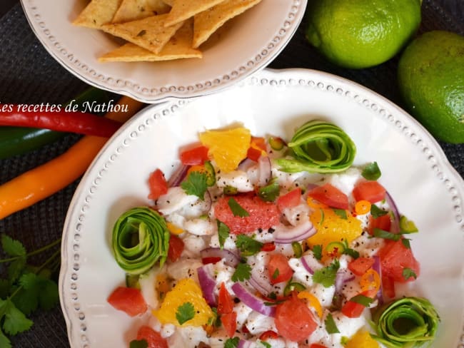 Ceviche de poisson et tagliatelles d'asperges