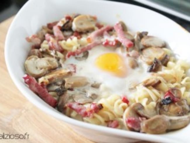 Oeuf cocotte carbonara light