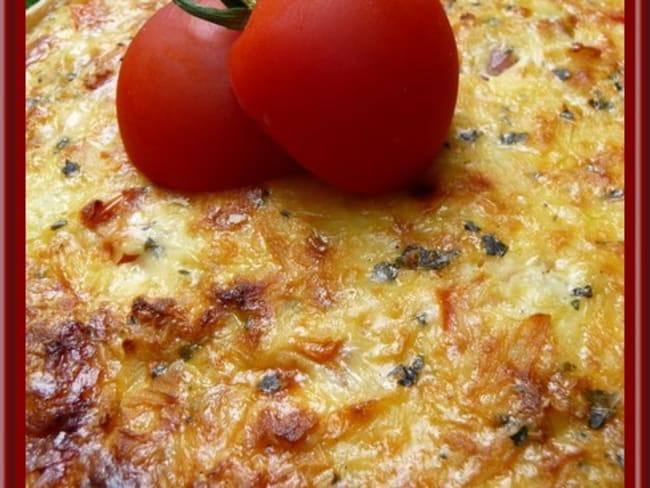 Tarte courgettes, bacon et tomates