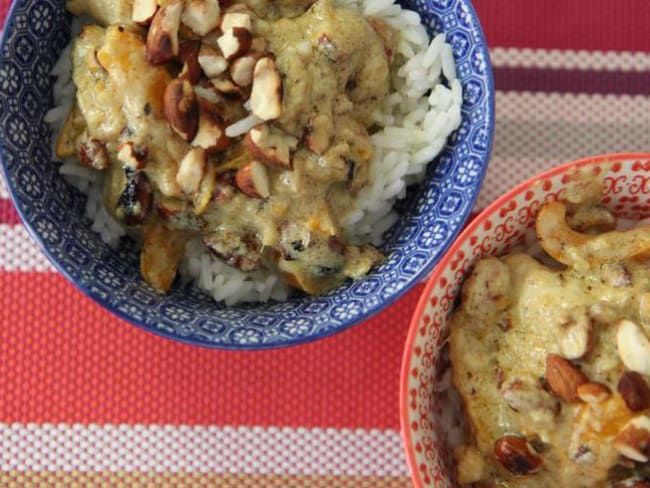 Poulet aux amandes lait de coco et curry