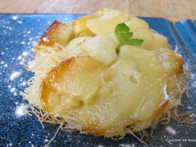 Tarte tatin aux pêches blanches