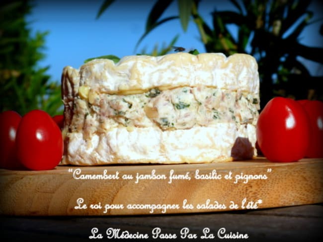 Camembert farci au jambon fumé et basilic