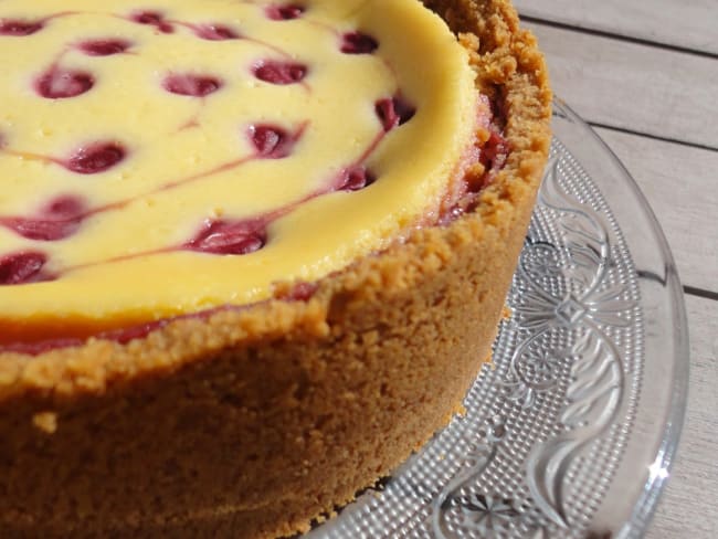 Cheesecake au chocolat blanc et aux framboises