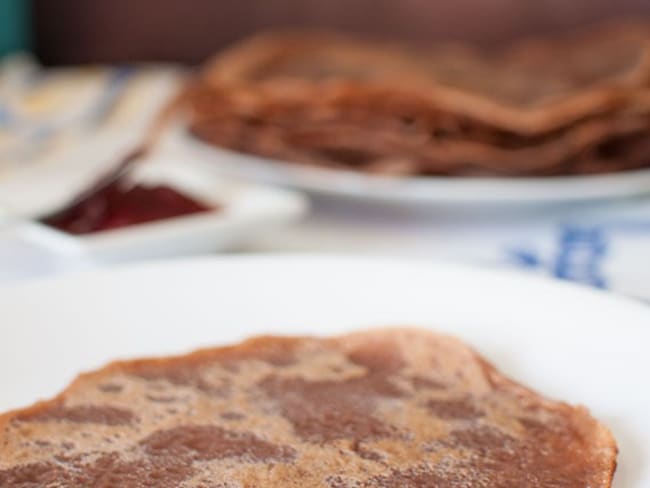 Crêpes au chocolat au soja, sans lactose, sans beurre et sans oeuf