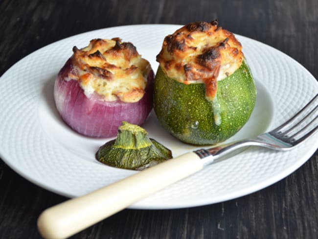 Courgettes et oignons farcis à la ricotta